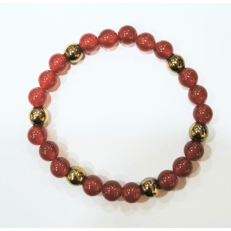 Bracelet Cornaline et Pyrite de Fer Pierres Rondes 6mm Enfant