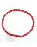Bracelet Perles de Verre Rouge 4mm