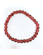 Bracelet  Perles de Verre Rouge 6mm