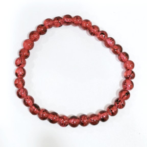 Bracelet  Perles de Verre Rouge 6mm