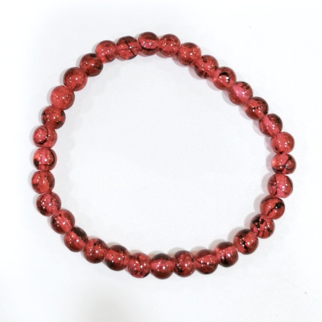 Bracelet  Perles de Verre Rouge 6mm