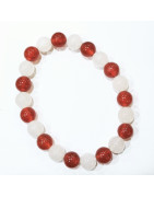 Bracelet Cornaline et Quartz Rose Pierres Rondes 8mm