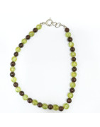 Bracelet Péridot et Grenat Pierres Rondes 4/5mm avec Fermoir