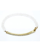 Bracelet Cristal de Roche Facetté 4mm et Barette Swarovski avec Fermoir