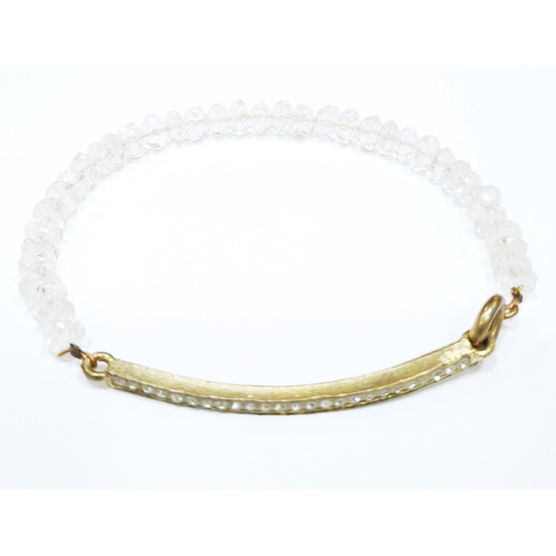 Bracelet Cristal de Roche Facetté 4mm et Barette Swarovski avec Fermoir