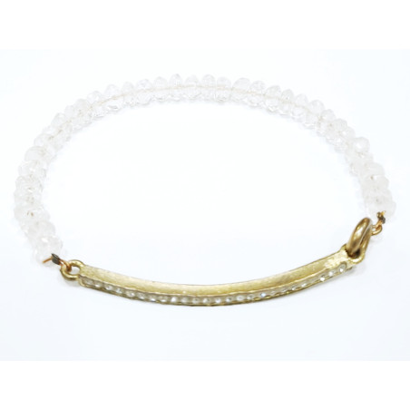 Bracelet Cristal de Roche Facetté 4mm et Barette Swarovski avec Fermoir