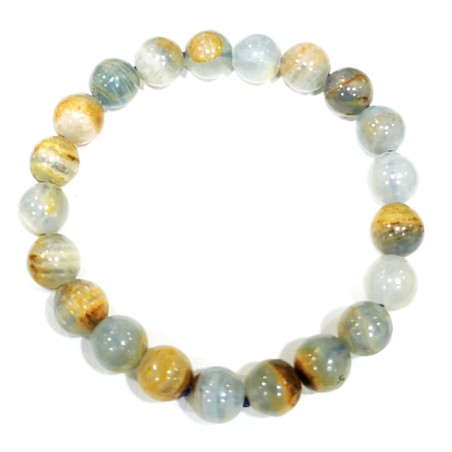 Bracelet Onyx Bleu Pierres Rondes 8mm