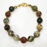 Bracelet Agate Mousse et Arbre Pierres Rondes 8mm Facettées avec Fermoir Enfant
