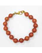 Bracelet Jaspe rouge Pierres rondes 8mm avec fermoir Doré Enfant