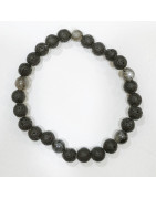 Bracelet Pierre de lave et Larvikite Pierres Rondes 6mm
