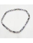 Bracelet Perles de Verre Violettes Facettées 3mm