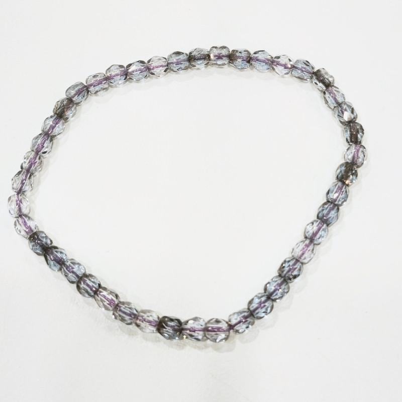 Bracelet Perles de Verre Violettes Facettées 3mm