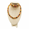 Collier Ambre Baltique Multicolore Pierres Rondes 6mm Fermoir à Vis 45 cm