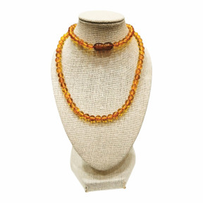 Collier Ambre Baltique Cognac Pierres de 5mm avec Fermoir à Vis 45 cm