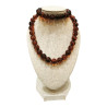 Collier Ambre Baltique Cognac Pierres Rondes 9mm Fermoir à Vis 45 cm