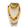 Collier Ambre Baltique Multicolore Losanges Fermoir à Vis 44 cm