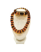 Collier Ambre Baltique Lamelles Cognac avec Fermoir à Vis 45 cm