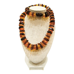 Collier Ambre Baltique Lamelles Cognac avec Fermoir à Vis 45 cm