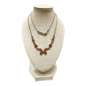 Collier Ambre Papillons Argent 925 45 cm
