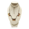 Collier Ambre Baltique Cognac 3 Papillons Argent 925 42  + 3 cm
