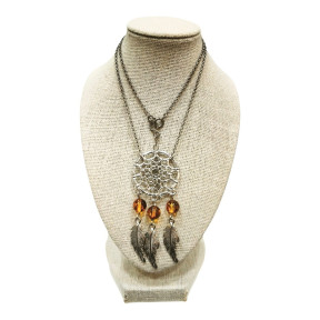 Collier Ambre Baltique Pierres Rondes 6mm "Attrape-rêve" Argent 925 42 + 3 cm