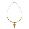 Collier Ambre 4mm et Perles d'Eau Douce Grains de Riz 44 cm Pendentif Ange 2cm