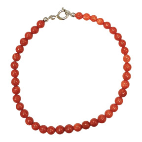Bracelet Corail Pierres Rondes 4mm avec fermoir Argent 925