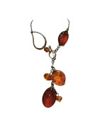 Collier Ambre Baltique Breloques Argent 925 42 cm