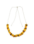 Collier Ambre Multicolore Baroque sur Chaîne Réglable 40/74 cm