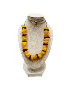 Collier Ambre Multicolore Baroque sur Chaîne Réglable 40/74 cm