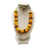 Collier Ambre Multicolore Baroque sur Chaîne Réglable 40/74 cm