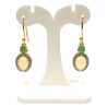 Boucles Opale Ovale Topaze Blanche Ronde et Emeraude Goutte Argent 925 Plaqué Or "Vermeil"