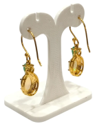 Boucles Opale Ovale Topaze Blanche Ronde et Emeraude Goutte Argent 925 Plaqué Or "Vermeil"