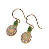 Boucles Opale Ovale Topaze Blanche Ronde et Emeraude Goutte Argent 925 Plaqué Or "Vermeil"