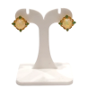Boucles Opale et Emeraude Rondes Argent 925 Plaqué Or "Vermeil"