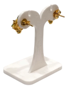 Boucles Opale et Emeraude Rondes Argent 925 Plaqué Or "Vermeil"