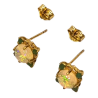 Boucles Opale et Emeraude Rondes Argent 925 Plaqué Or