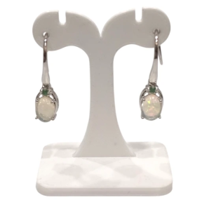 Boucles Opale Ovale et Emeraude Ronde Argent 925