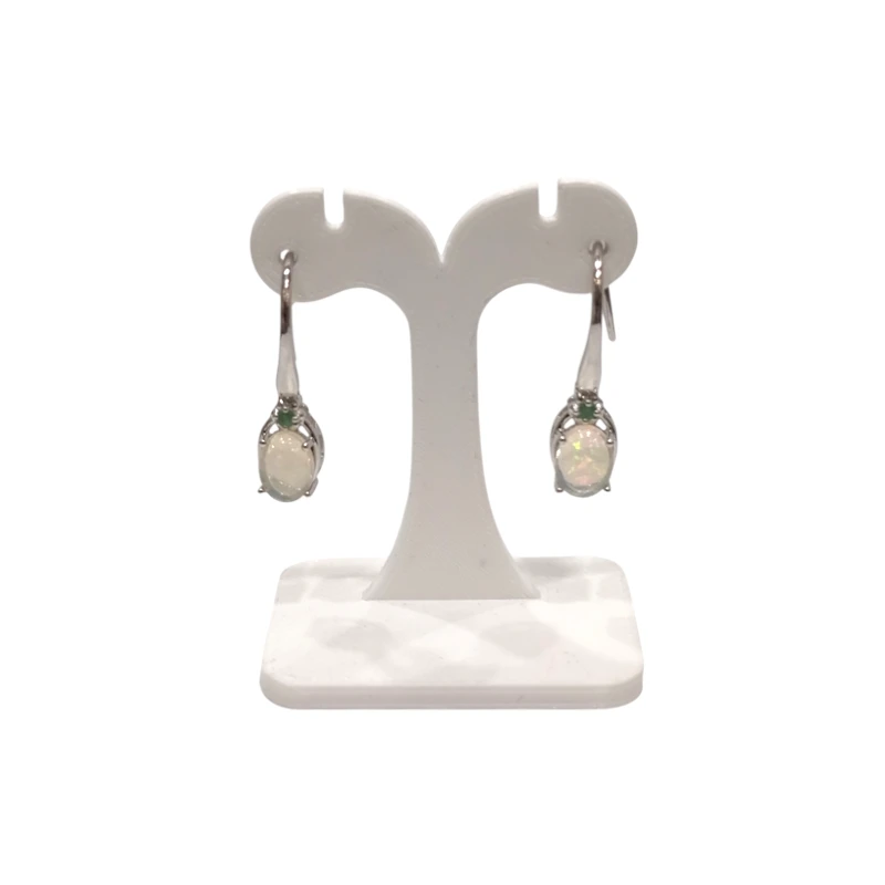 Boucles Opale Ovale et Emeraude Ronde Argent 925