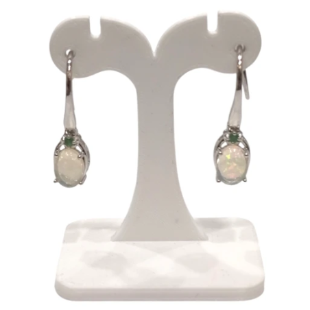 Boucles Opale Ovale et Emeraude Ronde Argent 925