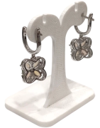 Boucles Opale Ovale Emeraude et Topaze Blanche Ronde Trèfle à 4 Feuilles Argent 925