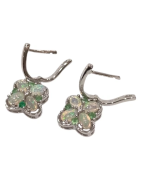 Boucles Opale Ovale Emeraude et Topaze Blanche Ronde Trèfle à 4 Feuilles Argent 925