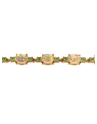 Bracelet Opale Ovale et Emeraude Ronde 18cm + 2cm Argent 925 Plaqué Or
