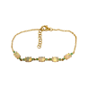 Bracelet Opale Ovale et Emeraude Ronde 18cm + 2cm Argent 925 Plaqué Or