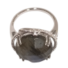Bague Labradorite Topaze Blanche Rondes Facettées Argent 925 Ciselé Taille 54