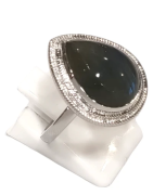 Bague Labradorite Goutte Argent 925 Ciselé Taille 56