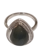 Bague Labradorite Goutte Argent 925 Ciselé Taille 56