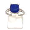 Bague Lapis-lazuli Carré Facetté Argent 925 Ciselé Taille 55