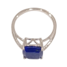 Bague Lapis-lazuli Carré Facetté Argent 925 Ciselé Taille 55
