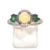 Bague Opale Ovale Emeraude et Topaze Blanche Facettées Argent 925 Taille 59